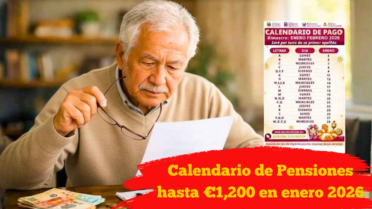 Calendario de Pensiones 2026: pagos de hasta €1,200 en enero, quién califica y cómo solicitar