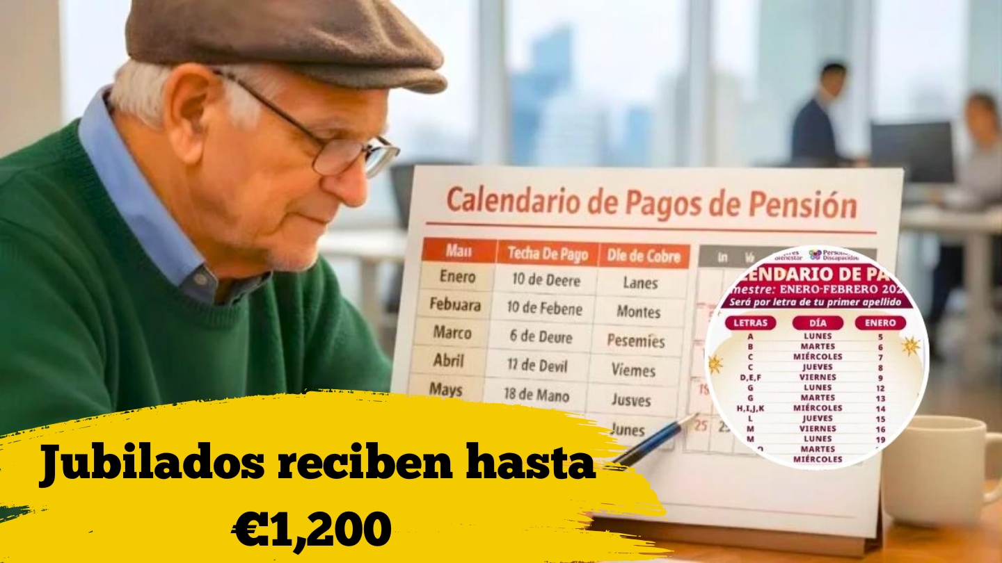 España: Jubilados reciben hasta €1,200 – consulta el calendario de pagos de enero 2026
